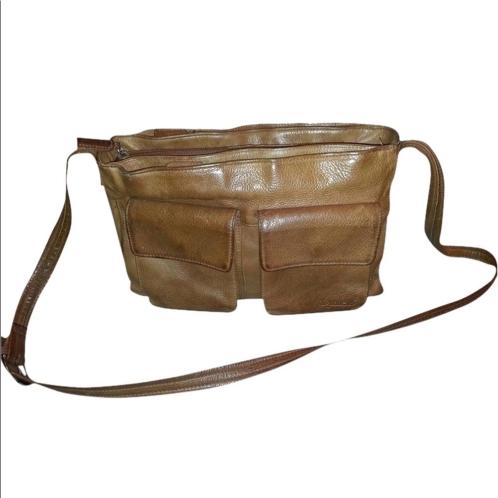Tignanello Leather Distressed Tan Crossbody Purse